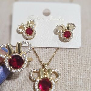 Gold and Red Jewelry Set
